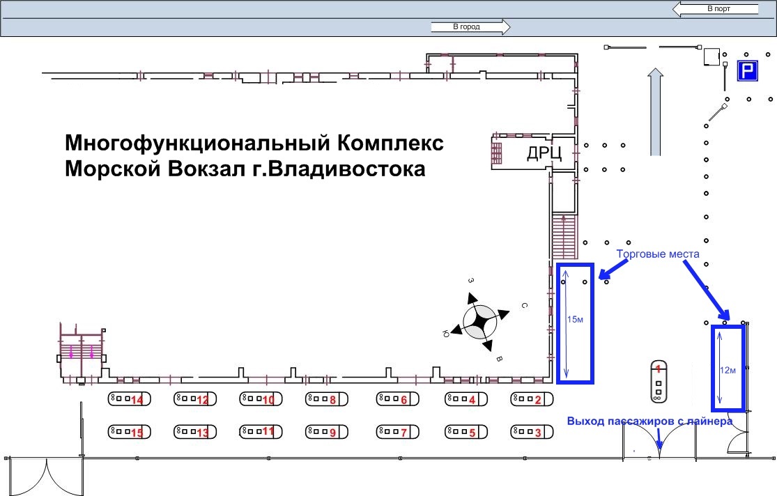 Размещение торговых мест Многофункциональный Комплекс «Морской вокзал Владивостока»