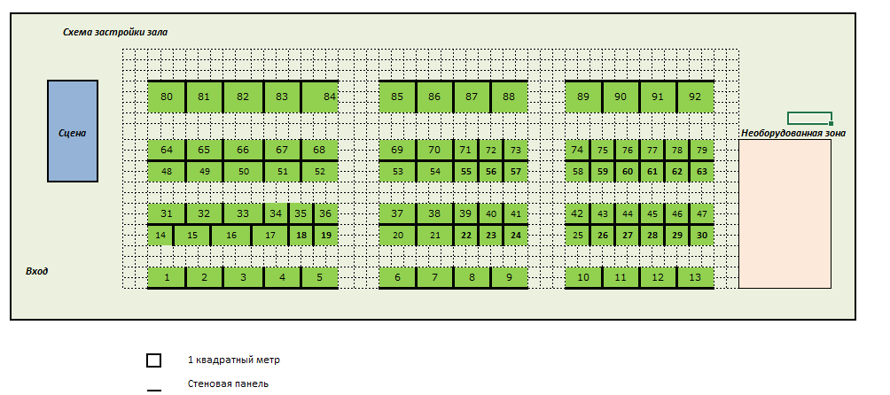 Схема застройки зала